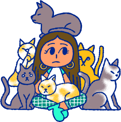 Lonely Lola Surrounded By Cats Sticker - Hopeless Romance101 Cats Cat Lover Stickers