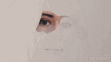 a drawing of a woman 's face is being made by animatica
