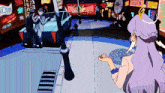 a cartoon drawing of a woman standing in front of a sign that says " princess "