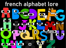 a french alphabet lore poster with the letters a b c d e f g h i j k l m n