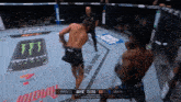 two men are fighting in a ufc ring with a bud light ad behind them