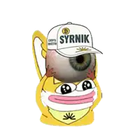 a cartoon character with a hat that says syrnik on it