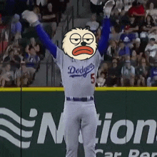 a dodgers player with a cartoon face on his face