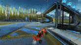 a rocket league game is being played on a computer screen .