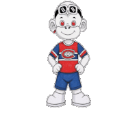 a cartoon character wearing a canadiens jersey