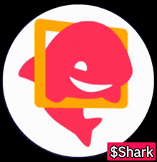 a picture of a shark in a yellow frame with the words $ shark underneath it