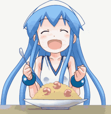 Ika Musume Shrimp Ika Musume Eating GIF