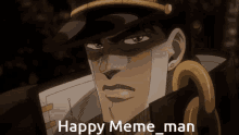 a cartoon of a man with the words happy meme man written below him