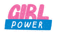 a sticker that says girl power in pink and blue