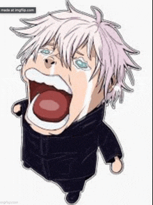 a cartoon of a person with their mouth open and a red tongue .