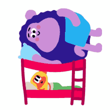 best friends sleeping in bed bunk bed monkey