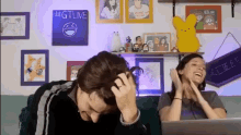 Guy And Girl Messing Up His Hair GIF - Guy And Girl Messing Up His Hair Gt Live GIFs
