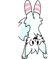 a cartoon drawing of a rabbit laying on its back with its feet up .