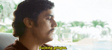 a man with a mustache says fucking gringos in yellow letters