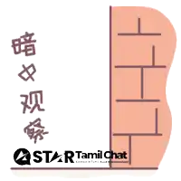 a sticker of a cat peeking out from behind a brick wall that says star tamil chat