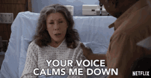 Your Voice Calms Me Down Lily Tomlin GIF - Your Voice Calms Me Down Lily Tomlin Frankie Bergstein GIFs