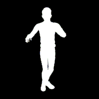 a silhouette of a man with the word pargola in pink on a black background