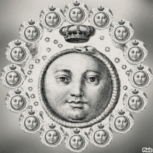 a drawing of a face with a crown on top of it