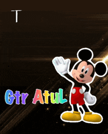 a thank you card with a mickey mouse and the name gtr atul