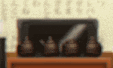 a blurred image of a box with bottles inside