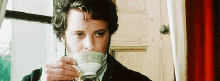 Colin Firth Pride And Prejudice GIF - Colin Firth Pride And Prejudice Sips Tea GIFs