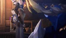 a cartoon character is hanging upside down on a pole