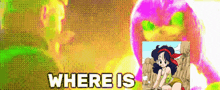 a picture of a girl with the words " where is " above her