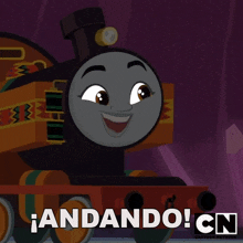 a cartoon of a train that says andando on it
