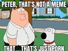 a cartoon of peter griffin talking to a dog that says peter that 's not a meme