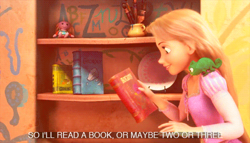 You’ll Spend Way More Time On Facebook In The Library Than Actually Studying. GIF - Tangled Book Read GIFs
