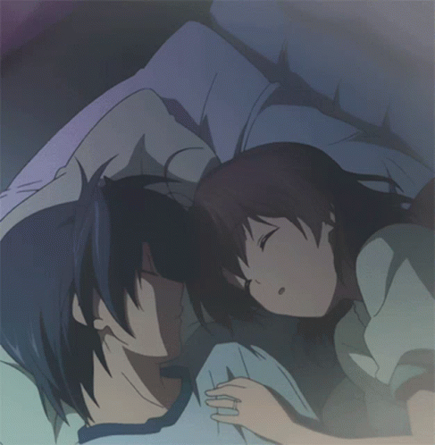 cute anime couple in bed