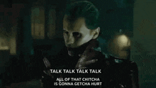 the joker from the movie suicide squad is talking to someone .