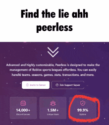 a website that says find the lie ahh peerless on the top