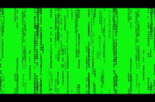 a green screen with a lot of lines of code on it