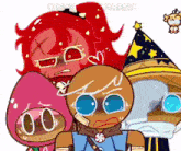 a group of cartoon characters are standing next to each other and looking at the camera .