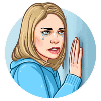 a cartoon drawing of a woman with a hand on her face