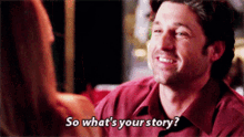 Greys Anatomy Derek Shepherd GIF - Greys Anatomy Derek Shepherd So Whats Your Story GIFs