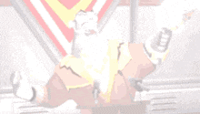 a cartoon character is giving a speech at a podium while holding a light bulb .