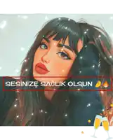 a drawing of a woman with the words sesinize saglig olsun written below her