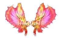 a pair of red and yellow flaming wings with the word hurricane written on the bottom