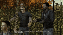 a man in a video game is talking to another man