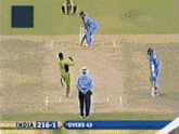 a cricket game is being played in india and the score is 216-1