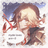 mydei loves arin < 3 written on a picture