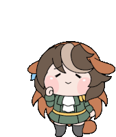 a cartoon drawing of a girl with brown hair and a dog ear