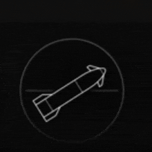 a drawing of a rocket in a circle on a black background