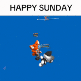 a blue background with the words happy sunday written on it