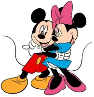 mickey mouse and minnie mouse hugging each other in a cartoon