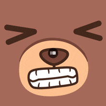 a cartoon drawing of a teddy bear 's face with an angry expression