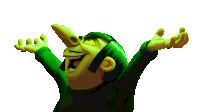 a cartoon character has his arms outstretched and a long nose
