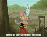 a cartoon character is taking 250mg of l-theanine daily